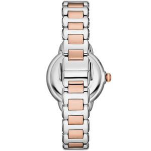 Stainless steel case back view of the Emporio Armani AR11569 showing logo and model details