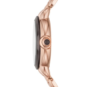 Side view of Emporio Armani AR11570 showing rose gold case and cabochon crown