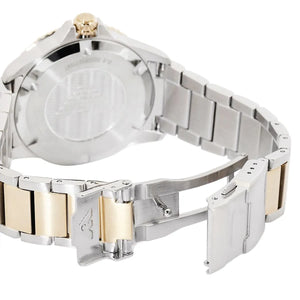 Two-tone deployment clasp on Emporio Armani World Explorer AR11682 men's quartz battery metal bracelet watch
