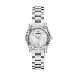Emporio Armani Federica AR11723 Women's Watch – White Mother of Pearl Dial & Silver Stainless Steel Strap