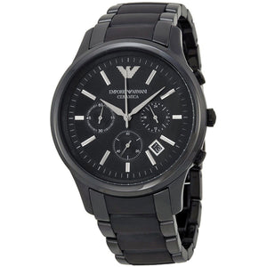 Emporio Armani AR1452 Men’s Black Dial Black Ceramic Ceramica Chronograph Watch - Luxury Hub Store