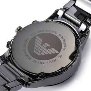 Emporio Armani AR1452 Men’s Black Dial Black Ceramic Ceramica Chronograph Watch - Luxury Hub Store