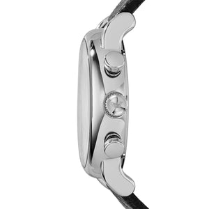 Side view of Emporio Armani AR1810 polished silver case and crown