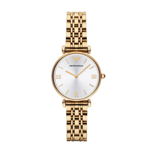 Emporio Armani Gianni T-Bar AR1877 Women's Watch – Silver Dial & Gold Stainless Steel Strap
