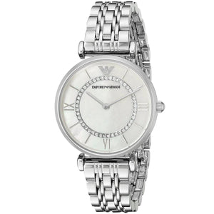 Emporio Armani AR1908 Women’s White Dial Silver Stainless Steel Gianni T-Bar Watch - Luxury Hub Store