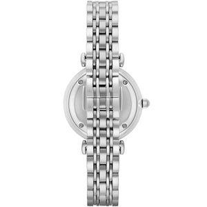 Stainless steel case back view of the Emporio Armani AR1925 showing logo and model details
