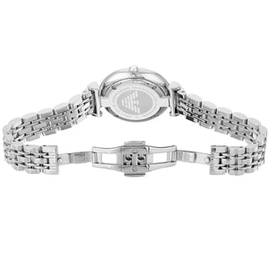 Silver watch with metal bracelet on a white background