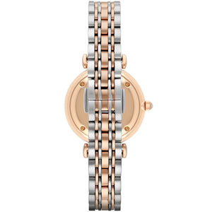 Stainless steel case back view of the Emporio Armani AR1926 showing logo and model details