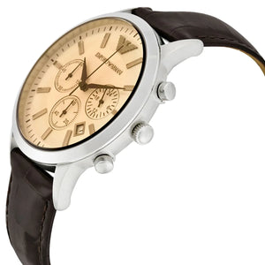 Angled front view of Emporio Armani AR2433 showing cream dial depth
