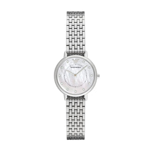 Emporio Armani Kappa AR2511 Women's Watch – White Mother of Pearl Dial & Silver Stainless Steel Strap