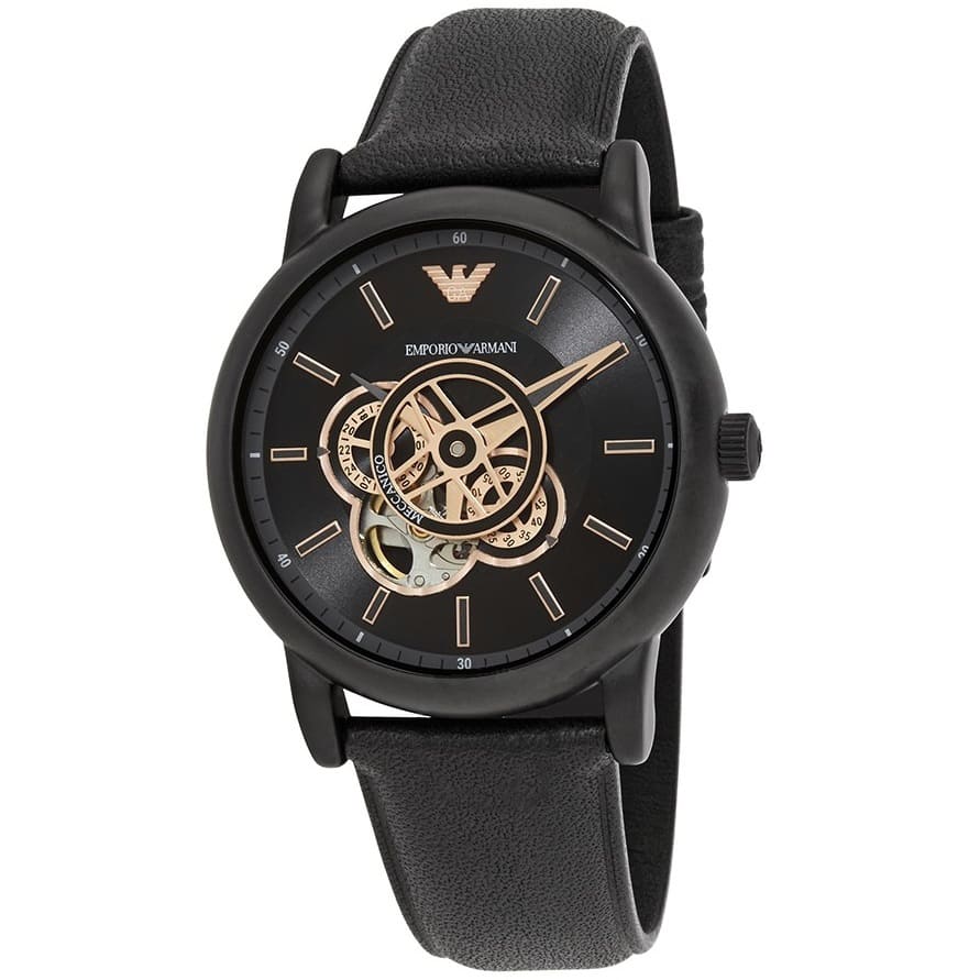 Emporio Armani Luigi AR60012 men's automatic skeleton watch - dial detail view