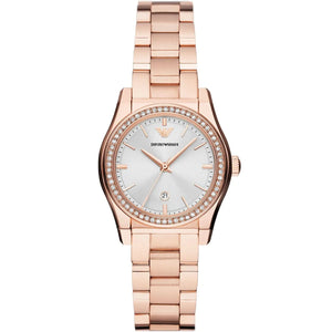 Emporio Armani AR11558 Women's Rose Gold Watch Silver Dial Date Window