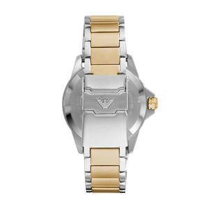 Stainless steel case back of Emporio Armani AR80063 with 100 meters water resistance marking