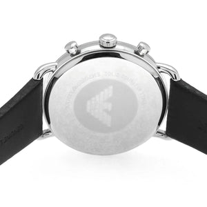 Back case of Emporio Armani AR11143 with engraved eagle logo and serial number