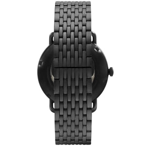 Detailed view of the premium black stainless steel mesh weave bracelet for the Armani AR60025
