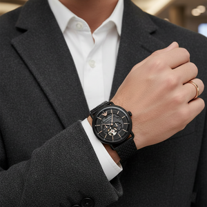 Extreme close-up of the premium matte black ion-plated finish on the Armani AR60025 case