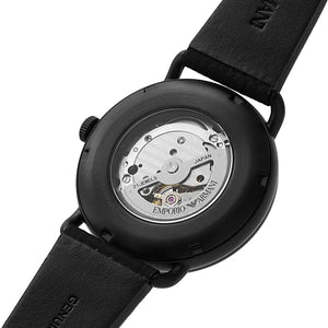 Exhibition case back of the Armani AR60028 showing the self-winding mechanical engine rotor