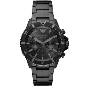 Emporio Armani AR11363 Diver Men's Watch All Black Dial Stainless Steel Bracelet