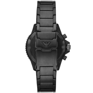 Back case of Emporio Armani AR11363 showing 100 meters water resistance