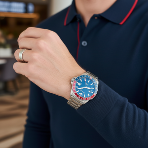 Detailed view of the magnified date window at 3 o'clock on the Armani AR11590 watch