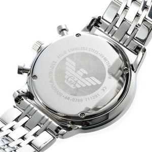 Back case of Emporio Armani AR0389 with engraved eagle logo and serial number