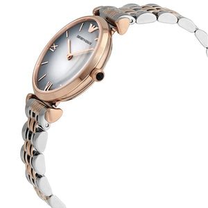 Side view of Emporio Armani AR1725 showing the rose gold case and T-bar lug design
