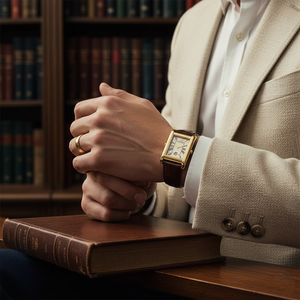 Detailed view of the date window at 6 o'clock and gold-tone hands on the Armani AR11665