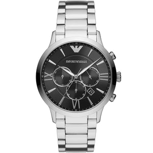 Emporio Armani AR11208 Giovanni Men's Watch Black Dial Roman Numerals Silver Bracelet