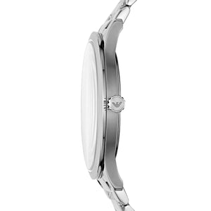 Side view of Emporio Armani AR11227 showing silver case and crown