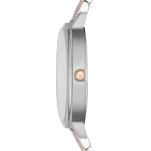 Side view of Emporio Armani AR11113 showing ultra-slim 6mm silver case