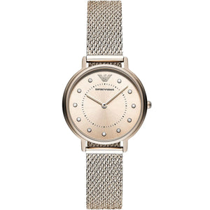 Emporio Armani Kappa AR11129 women's full gold watch with gold mesh strap and crystal markers
