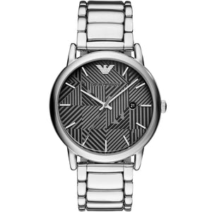 Emporio Armani AR11134 Luigi Men's Watch Geometric Pattern Dial Slim Silver Case