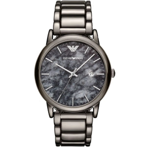 Emporio Armani Luigi AR11155 men's watch gunmetal stainless steel with grey marble dial