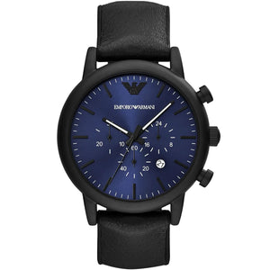Emporio Armani AR11351 Luigi Men's Watch Electric Blue Sunray Dial Matte Black Case