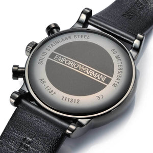 Back case of Emporio Armani AR1737 with engraved eagle logo and serial number