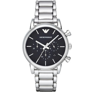 Emporio Armani Luigi AR1853 men's watch silver stainless steel with black chronograph dial