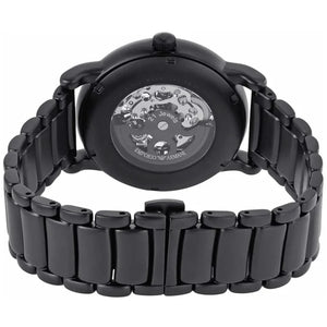 Exhibition case back of the Armani AR60045 showing the self-winding mechanical engine rotor