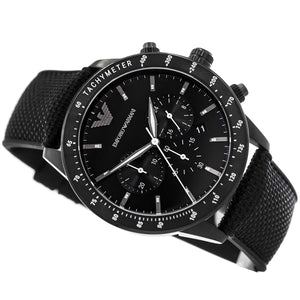 Angled view of AR11453 showing the tachymeter bezel and depth of the black dial