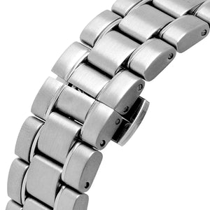 Detailed view of polished silver stainless steel link bracelet for AR11528