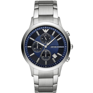 Emporio Armani AR11164 Renato Men's Watch Navy Blue Sunray Dial Silver Stainless Steel