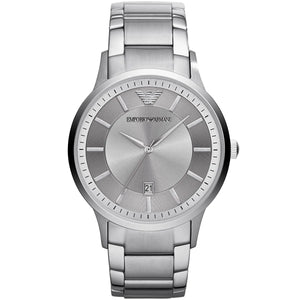 Emporio Armani Renato AR11189 men's watch all silver stainless steel with textured dial
