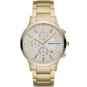 Emporio Armani Renato AR11332 men's watch full gold stainless steel with off-white dial