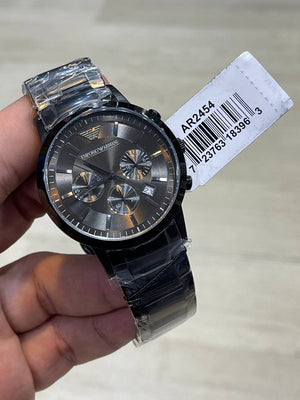 Emporio Armani Renato AR2453 on wrist showing bold all-black style