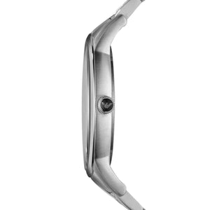 Side view of Emporio Armani AR2457 polished silver case and crown