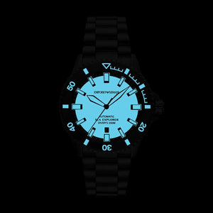 Emporio Armani AR60084 luminous hands and indices glowing in the dark for diving visibility