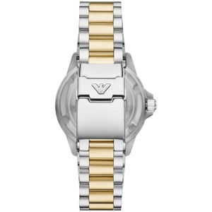 Two-tone gold and silver folding safety clasp with Armani logo for AR60089 diver watch