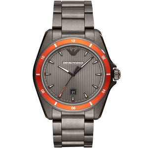 Emporio Armani Sigma AR11178 men's watch gunmetal stainless steel with orange bezel
