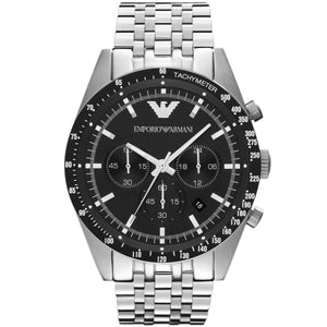 Emporio Armani AR5988 Sportivo Men's Watch Black Dial Silver Stainless Steel Bracelet