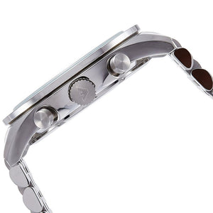 Side view of Emporio Armani AR6073 showing silver case and chronograph pushers