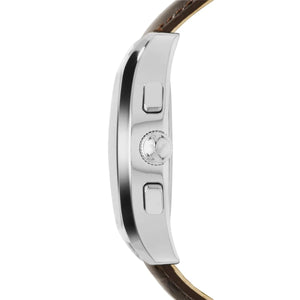 Side view of Emporio Armani AR1634 showing unique tapered lugs and silver case